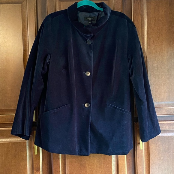 Talbots Jackets & Blazers - Talbots Cotton Velvet Women's Navy Button-Up Jacket Size 16W